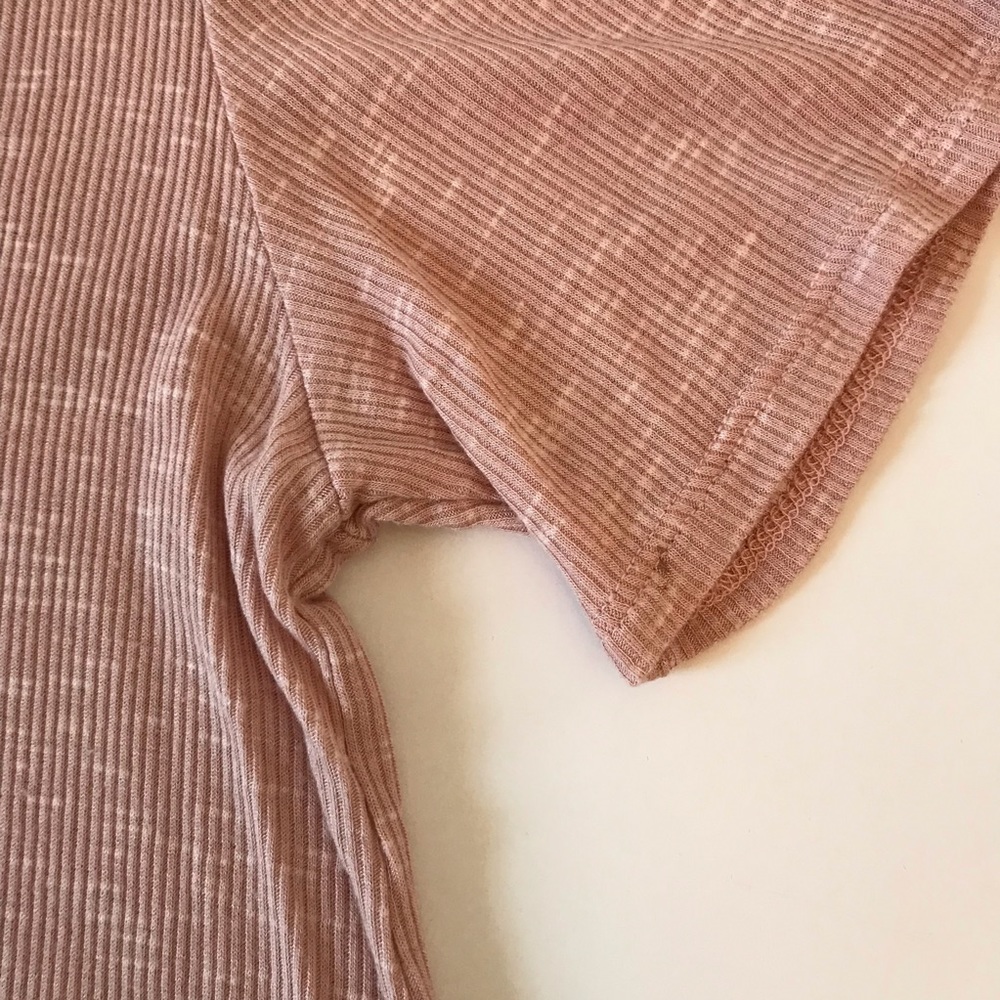 Flashmob Ribbed Dusty Pink Flirty Top M - Picture 8 of 8